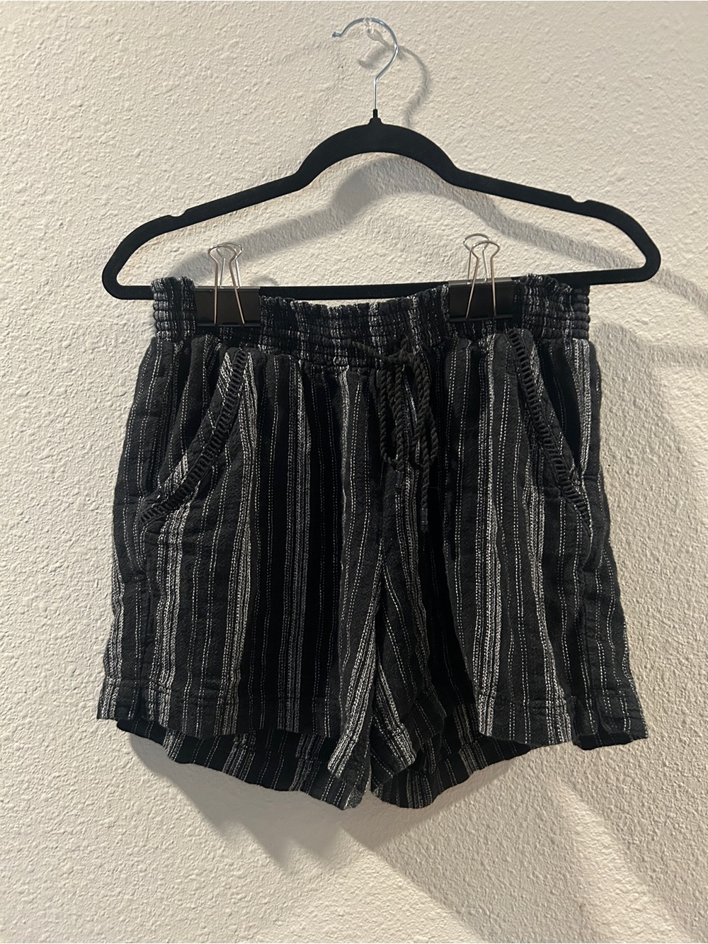 Briggs New York Black & White Striped Drawstring Shorts